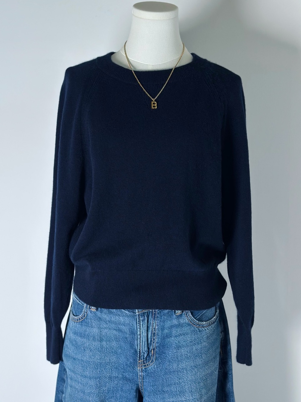 J.Crew Excellent 100% Cashmere Raglan Crewneck Sweater Women’s S Navy